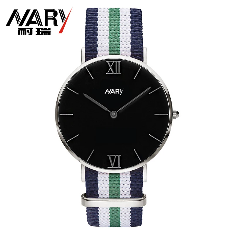 NARY Brand New Fashion Women Men Watch Popular Elegant Color Nylon Strap Watch Roman numerals Black Dial Casual Quartz Watch
NARY Brand New Fashion Women Men Watch Popular Elegant Color Nylon Strap Watch Roman numerals Black Dial Casual Quartz Watch