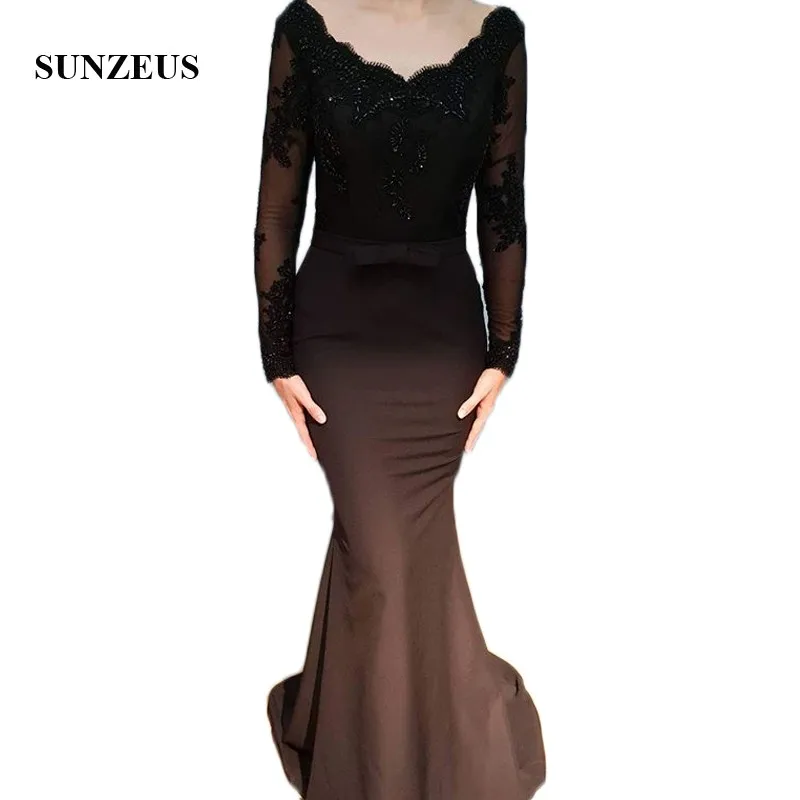 Black Mermaid Mother of the Bride Dresses 2022 Sweetheart Jersey Long Sleeve Formal Evening Dresses Lace Appliques Beaded SMD49
Black Mermaid Mother of the Bride Dresses 2022 Sweetheart Jersey Long Sleeve Formal Evening Dresses Lace Appliques Beaded SMD49