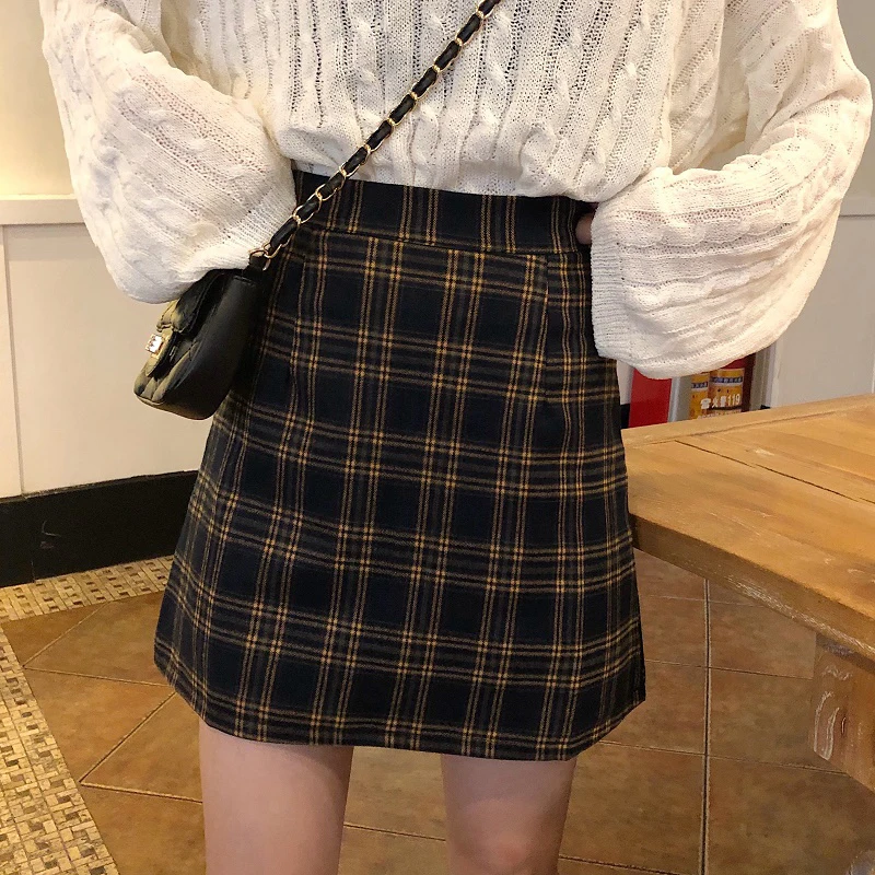 Saia Feminina Autumn Womens Clothes Korean Ulzzang Harajuku Vintage Plaid High Waist Mini Skirt Women Black A line Skirts
Saia Feminina Autumn Womens Clothes Korean Ulzzang Harajuku Vintage Plaid High Waist Mini Skirt Women Black A line Skirts