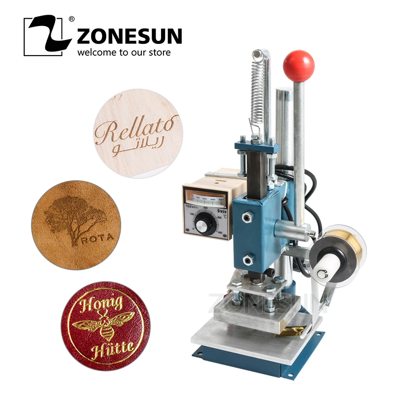 ZONESUN 5 см x 7 ручная машина для тиснения пвх бумаги пластика горячей фольги
