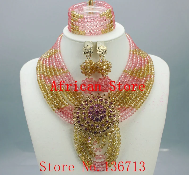 Fashion Nigerian Wedding African Beads Jewelry set Crystal Necklace Bracelet Earrings Jewelry Set L206
Fashion Nigerian Wedding African Beads Jewelry set Crystal Necklace Bracelet Earrings Jewelry Set L206