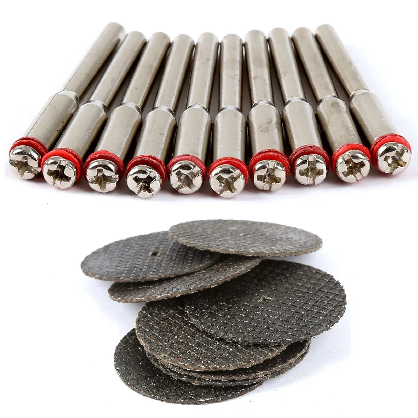 10Pcs 32mm Resin Fibre Cutting Disc Cut Off Wheel Sanding Discs +10Pcs 3.175mm Mandrels Wheel Holder for Dremel Rotary Tool
10Pcs 32mm Resin Fibre Cutting Disc Cut Off Wheel Sanding Discs +10Pcs 3.175mm Mandrels Wheel Holder for Dremel Rotary Tool