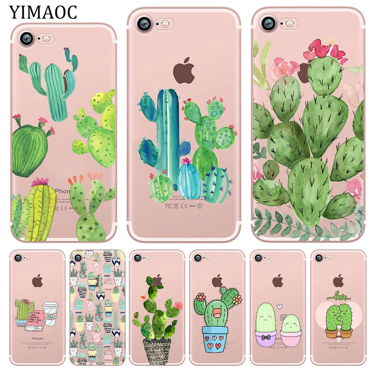Мягкий силиконовый чехол для телефона YIMAOC Succulents iPhone XR X XS 11 Pro Max 5 5S SE 6 6S 7 8 Plus 10