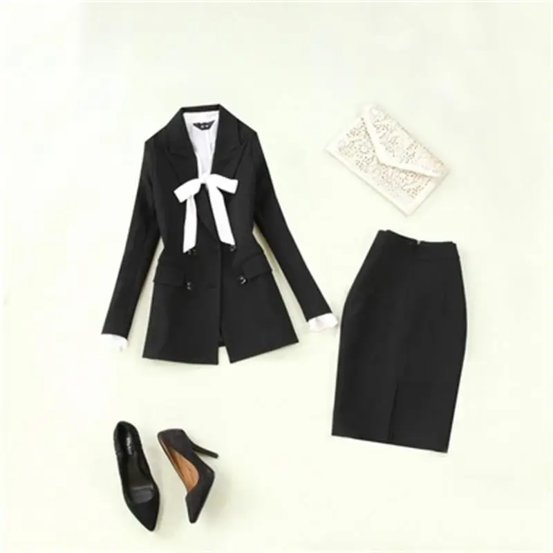 Fashion suit female summer autumn New large size women's long black suit + bag hip skirt two-piece set OL suit women
Fashion suit female summer autumn New large size women's long black suit + bag hip skirt two-piece set OL suit women