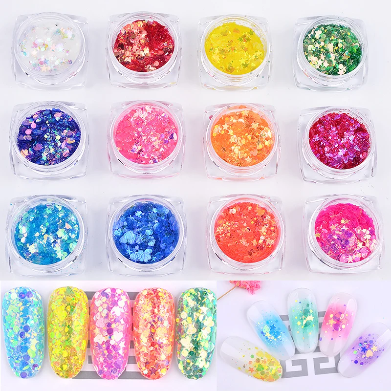 12Pcs Colorful Nail Art Sequins Ultrathin Glitter Flakes 3d Mixed Star Heart Round Nail Paillette Sparkling Manicure Decorations
12Pcs Colorful Nail Art Sequins Ultrathin Glitter Flakes 3d Mixed Star Heart Round Nail Paillette Sparkling Manicure Decorations
