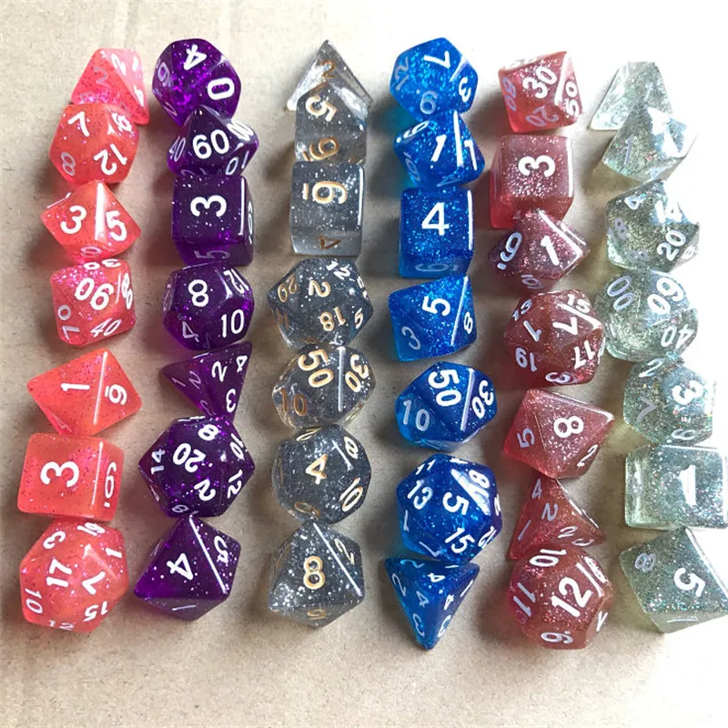 Wholesale 7pcs / batch of colorful flash polyhedron dice set of 7, RPG D4 D6 D8 D10 D12 D20 D% suitable for games
Wholesale 7pcs / batch of colorful flash polyhedron dice set of 7, RPG D4 D6 D8 D10 D12 D20 D% suitable for games