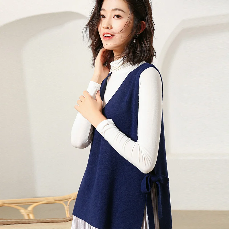 Women Vest 2019 New Spring V-Neck Cashmere Blend Knit Sleeveless Sweater Waistcoat Female Lace-up Style Sweater Vest Ladies Tops
Women Vest 2019 New Spring V-Neck Cashmere Blend Knit Sleeveless Sweater Waistcoat Female Lace-up Style Sweater Vest Ladies Tops