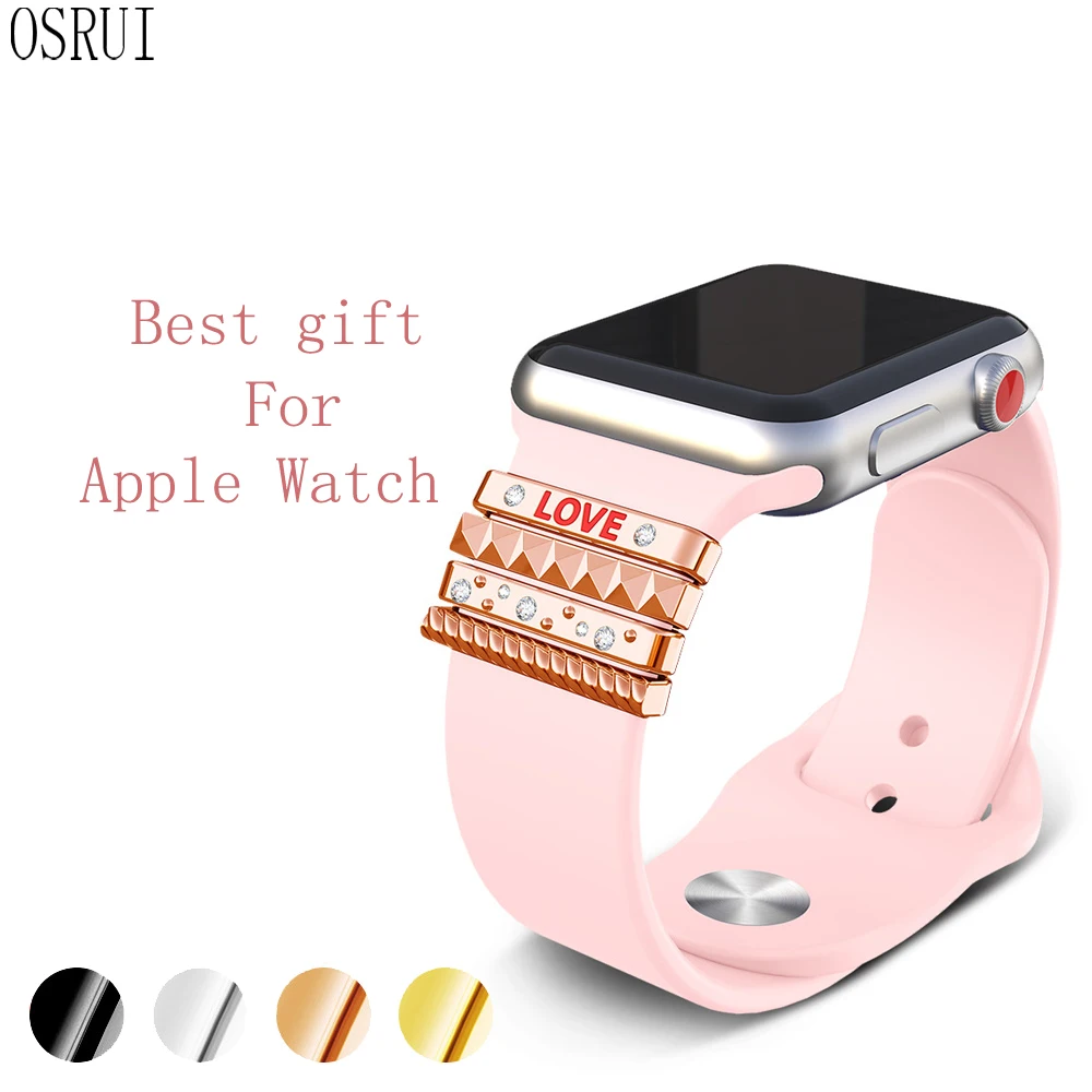 Силиконовый декоративный ремешок для часов Apple Watch 38 мм iwatch из нержавеющей стали