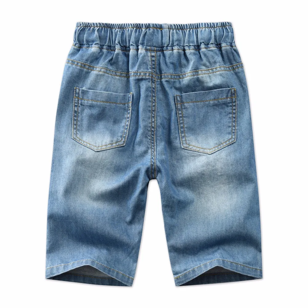 Новые летние детские джинсовые шорты модные потертые синие джинсы Короткие