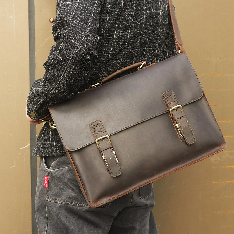 JMD 100% Crazy Horse Leather Handbags Laptop Bag Dark Brown Vintage Shoulder Bag Fashional Messenger Bag For Men 7223R-1
JMD 100% Crazy Horse Leather Handbags Laptop Bag Dark Brown Vintage Shoulder Bag Fashional Messenger Bag For Men 7223R-1