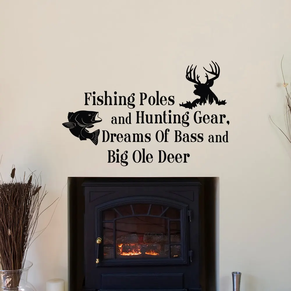 Принадлежности для рыбалки охоты наклейка цитата на стену съемный домашний