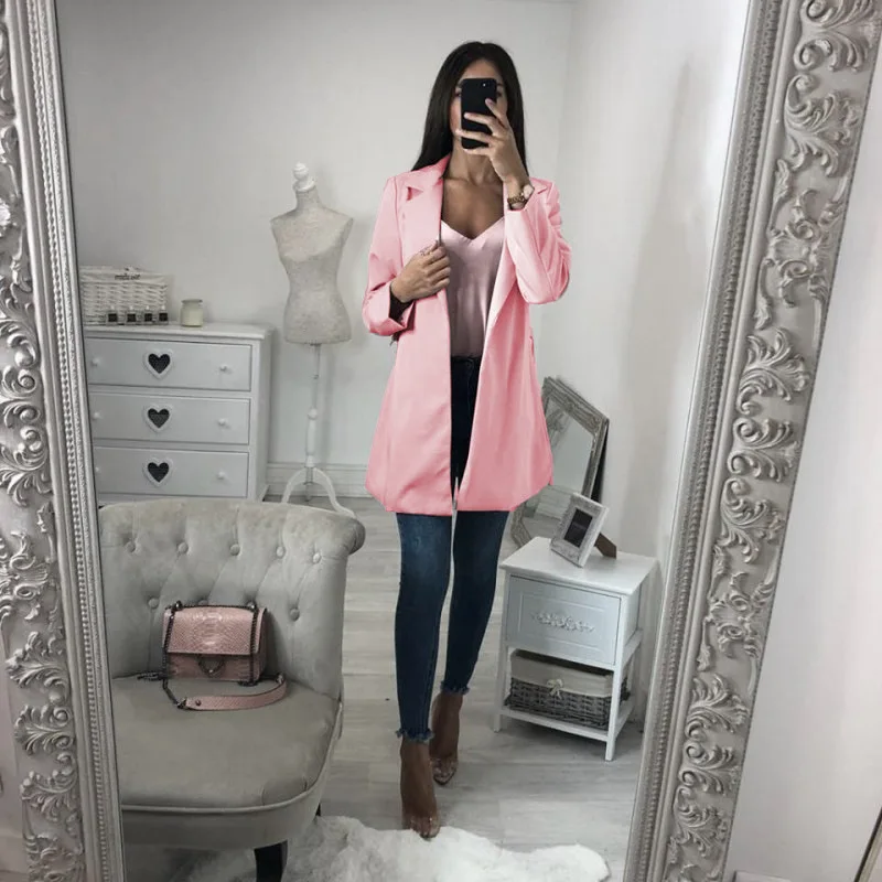 ALFOU/Новинка 2019 повседневный женский однотонный блейзер с воротником куртка цвета