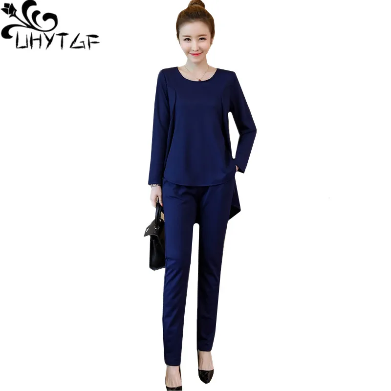 UHYTGF 5xL Plus Size Female clothing Black Blue Casual Women Autumn Set Long Sleeve Fake Two Piece Tops+pants Women Suit Set 106
UHYTGF 5xL Plus Size Female clothing Black Blue Casual Women Autumn Set Long Sleeve Fake Two Piece Tops+pants Women Suit Set 106