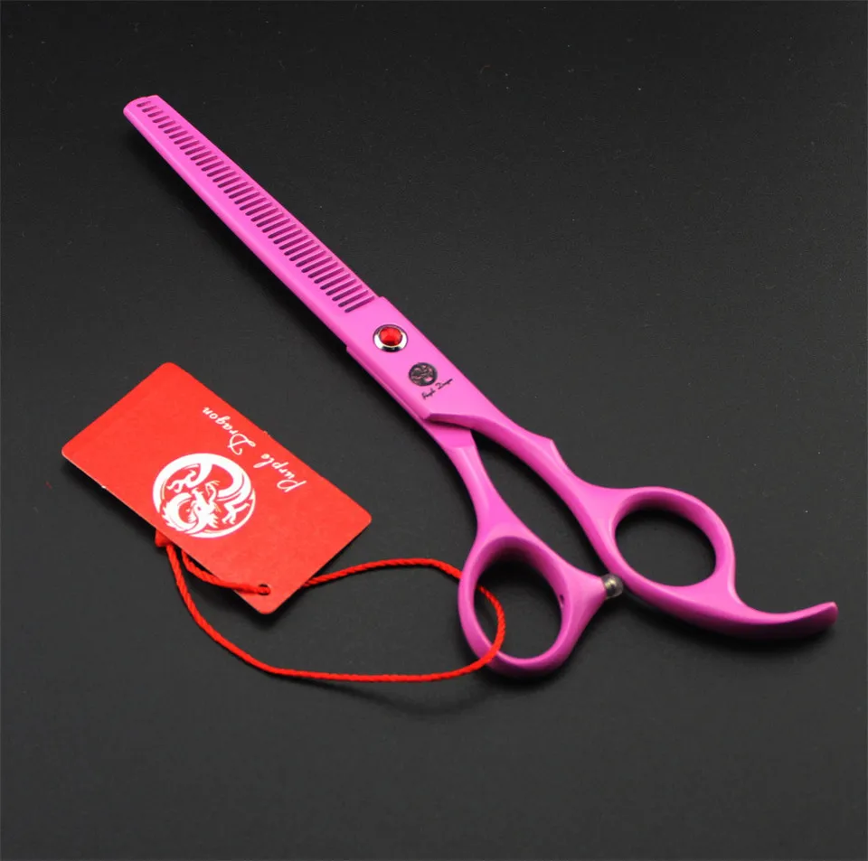 Professional Pet Grooming Scissors Sets 7.0 inch Pink Straight & Thinning Curved High Quality Shears 4pcs Set |