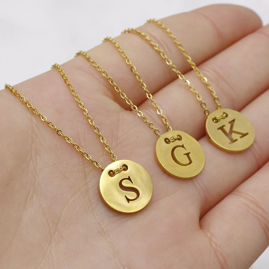 Fashion Letter Round Pendant Necklace Stainless Steel Initials Name Choker Necklace Gold Color Chain Necklaces For Women Gifts
Fashion Letter Round Pendant Necklace Stainless Steel Initials Name Choker Necklace Gold Color Chain Necklaces For Women Gifts
