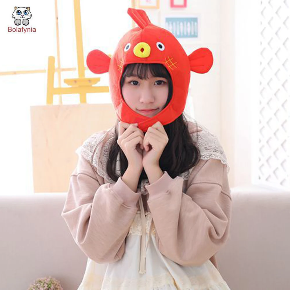 

Korean Girl Heart Cartoon Puffer Fish Headgear Hood Hat Plush Toy Birthday Stuffed Cap Gift