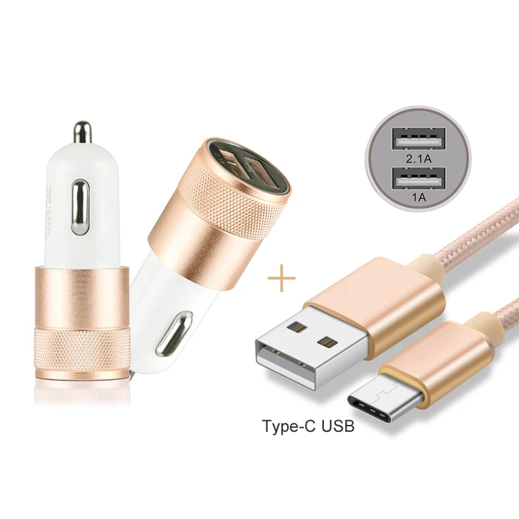 GEUMXL 2 портовое быстрое автомобильное USB зарядное устройство + 1 м кабель типа C для