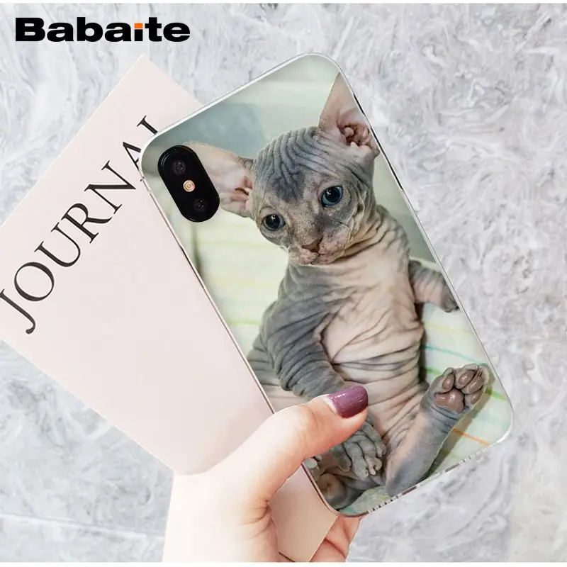 Babaite sphynx cat Новое поступление Прозрачный чехол для сотового телефона Apple iPhone 8 7 6 6S