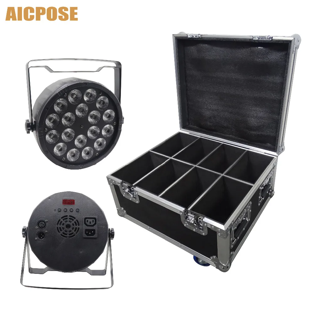 8 шт./лот 18x12 Вт Led Par огни RGBW 4в1 плоский с корпусом полета DMX512 Дискотека