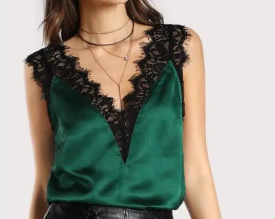 Women T-shirt Summer Lace V- Neck Sexy Casual Tank Green Black Elegant Shirt Workwear Sleeveless Top Tees
Women T-shirt Summer Lace V- Neck Sexy Casual Tank Green Black Elegant Shirt Workwear Sleeveless Top Tees