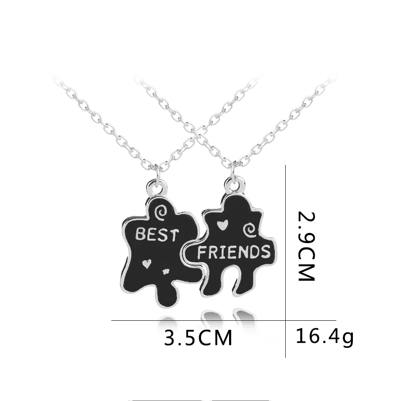 Ожерелье BFF с эмалью ожерелье подвеской Best Friends forever для двух девушек черное