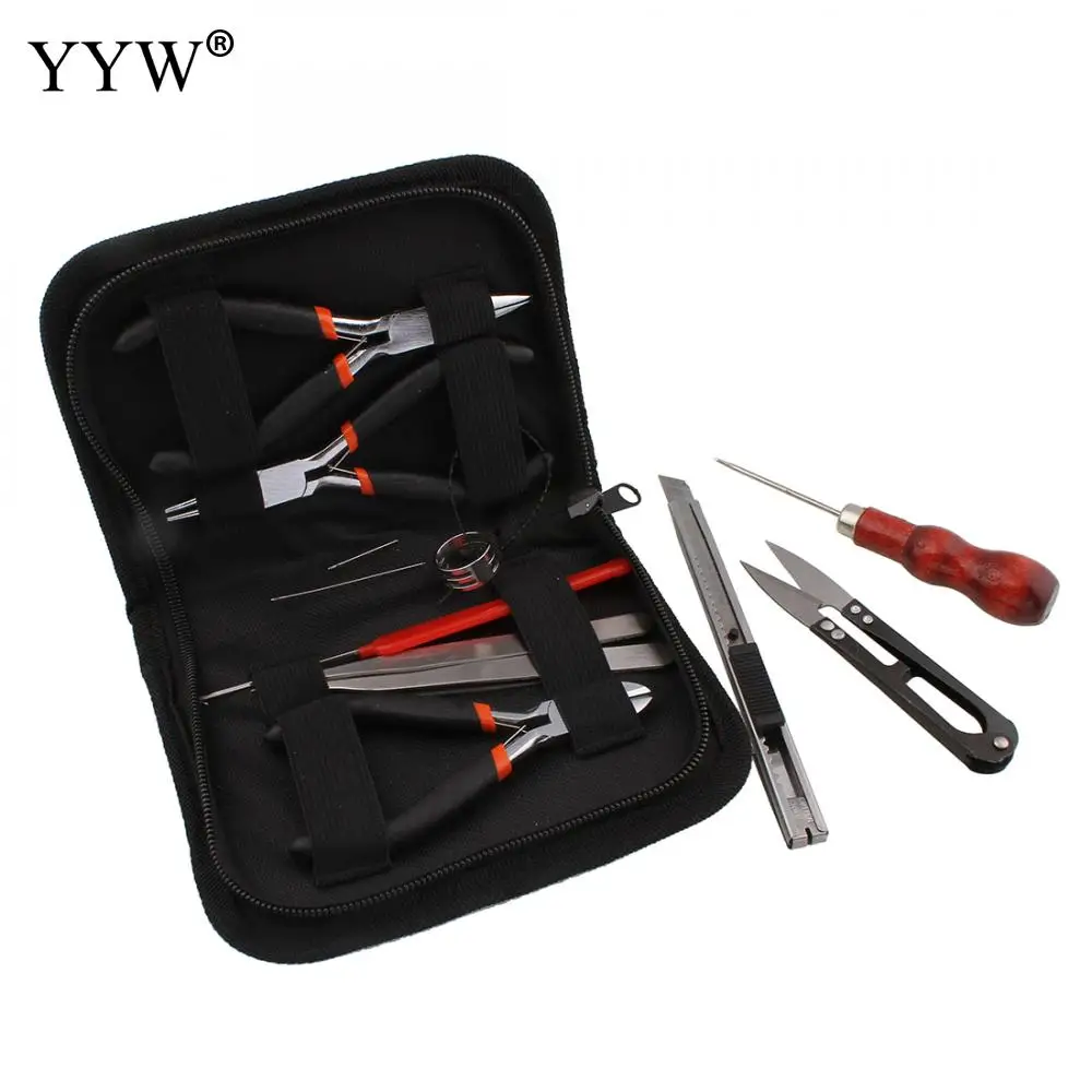 9PC/Set Jewelry Tools with Plies and Scissor Beading Tool Kit for Jewelry Making DIY Tools Package Beaders Black 156x114mm
9PC/Set Jewelry Tools with Plies and Scissor Beading Tool Kit for Jewelry Making DIY Tools Package Beaders Black 156x114mm