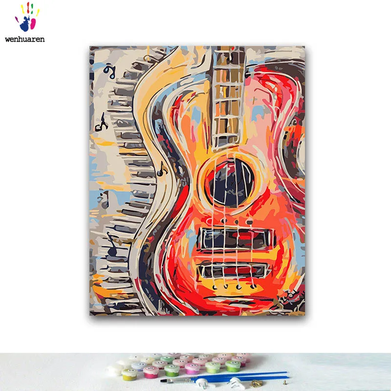 DIY раскраска краска по номерам Гитары картины с комплекты 40x50 защелка | Дом и