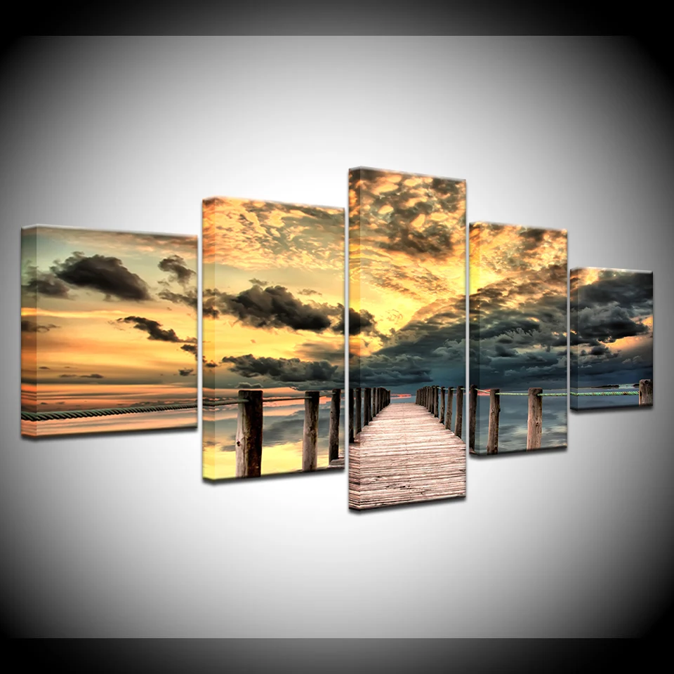 Canvas Art Print Modular Wooden Bridge Painting Poster Wall 5 Panel Sunset Picture For Home Decor Sea Sky Kids Room Frame
Canvas Art Print Modular Wooden Bridge Painting Poster Wall 5 Panel Sunset Picture For Home Decor Sea Sky Kids Room Frame