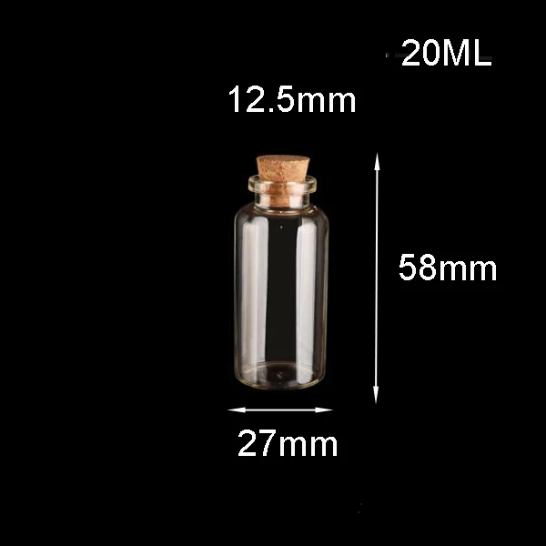 100pcs/lot 27*58mm Glass Jars wishing Bottle vial With Cork stopper container For Wedding Holiday Decoration Christmas diy Gift
100pcs/lot 27*58mm Glass Jars wishing Bottle vial With Cork stopper container For Wedding Holiday Decoration Christmas diy Gift