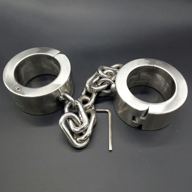 

Super heavy thick 6cm high bdsm bondage ankle cuffs metal stainless steel leg irons slave restraints sex toys for adults fetish