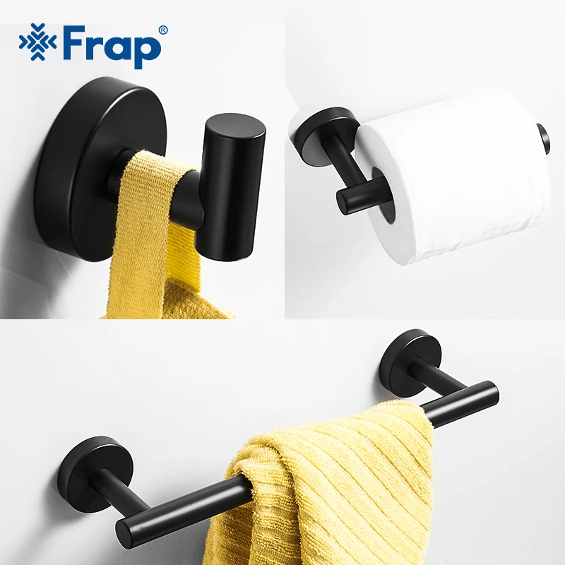 Frap Matte Black Bathroom Hardware Set Black Robe Hook Single Towel Bar Robe Hook Paper Holder Bathroom Accessories Y38124-2
Frap Matte Black Bathroom Hardware Set Black Robe Hook Single Towel Bar Robe Hook Paper Holder Bathroom Accessories Y38124-2