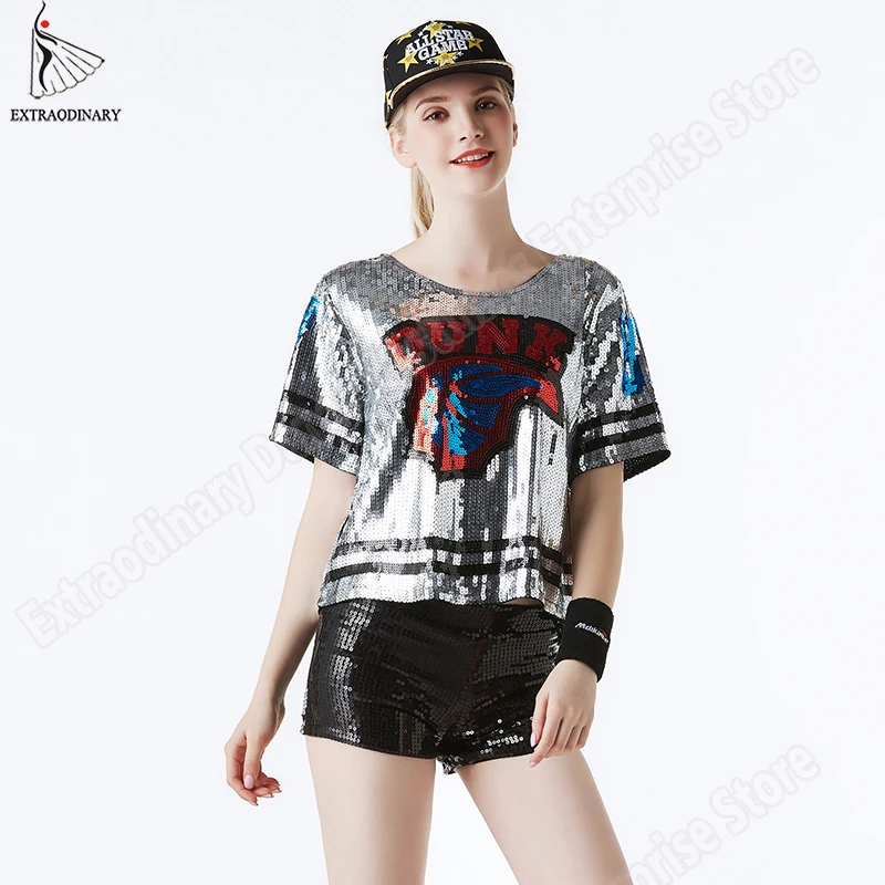 Женская одежда с блестками в стиле хип-хоп танцевальные костюмы для вечевечерние