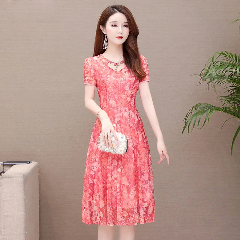 Women Spring Summer Casual Chiffon A-Line Dresses Lady Elegant Short Sleeve O-Neck Flower printed Dress Vestidos SS013
Women Spring Summer Casual Chiffon A-Line Dresses Lady Elegant Short Sleeve O-Neck Flower printed Dress Vestidos SS013