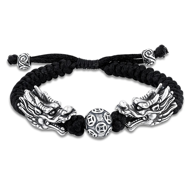 Real S925 Silver Bracelet Black Double Dragon Head Bead Man's Knitted 17cmL Gift Lover New
Real S925 Silver Bracelet Black Double Dragon Head Bead Man's Knitted 17cmL Gift Lover New