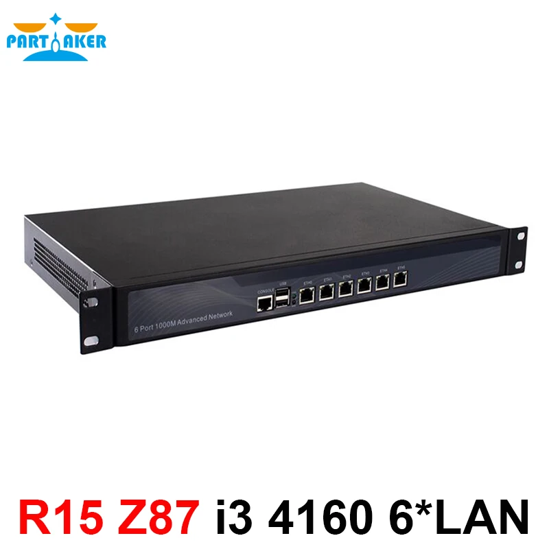 Сетевой брандмауэр 1U 6 LAN с портами Gigabit lan Intel Core i3 4150 3 5 ГГц Mikrotik PFSense ROS Wayos 2 Гб ОЗУ 32