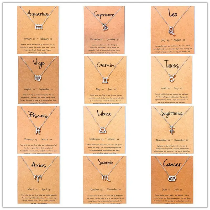 Fashion Virgo Libra Aries Message Card Jewelry 12 Constellation Pendant Necklace Chain Necklaces For Women Birthday Gift
Fashion Virgo Libra Aries Message Card Jewelry 12 Constellation Pendant Necklace Chain Necklaces For Women Birthday Gift