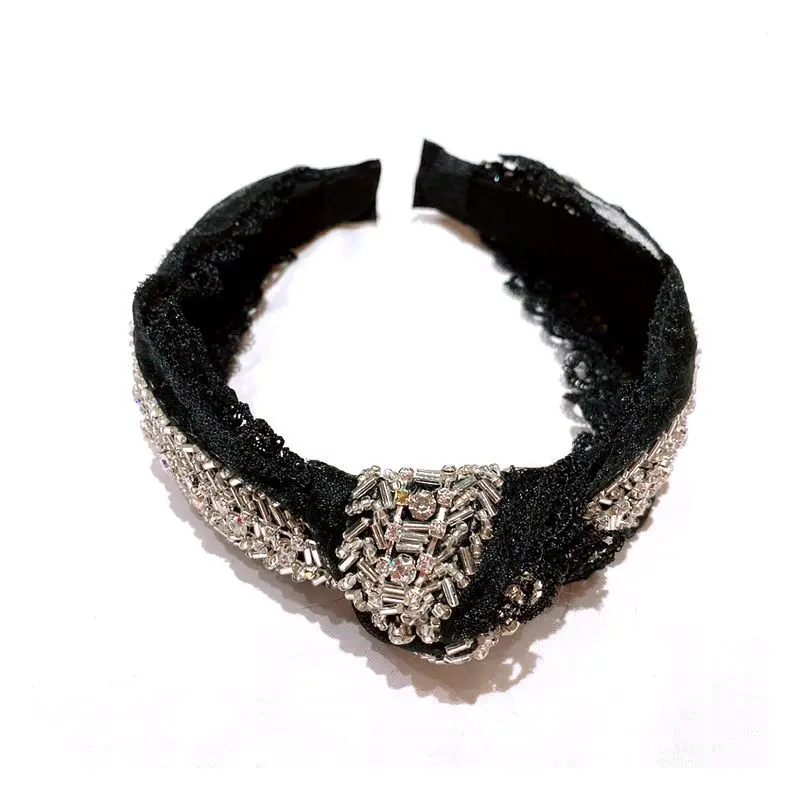 Korea Knotted Beaded Rhinestone Pearl Black Lace Hairbands Hair Accessories Hairband for Girls Headbands For Women
Korea Knotted Beaded Rhinestone Pearl Black Lace Hairbands Hair Accessories Hairband for Girls Headbands For Women
