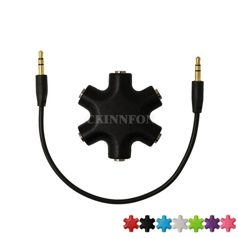 100Pcs/Lot Snowflake 6 Way 3.5mm Audio Earphone Headphone Splitter Audio Headset Adapter with Auxiliary Cable Universal 7 Colors
100Pcs/Lot Snowflake 6 Way 3.5mm Audio Earphone Headphone Splitter Audio Headset Adapter with Auxiliary Cable Universal 7 Colors