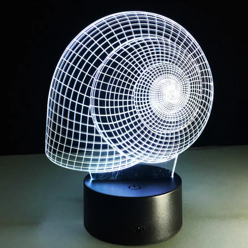 Улитка оболочка 3D лампа визуальный ночной Светильник СВЕТОДИОДНЫЙ Иллюзия