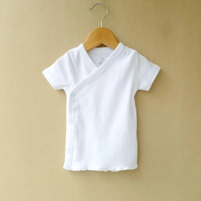 Newborn baby white pure cotton blouse underwear female male bottoming shirt short sleeves t-shirt | Детская одежда и обувь