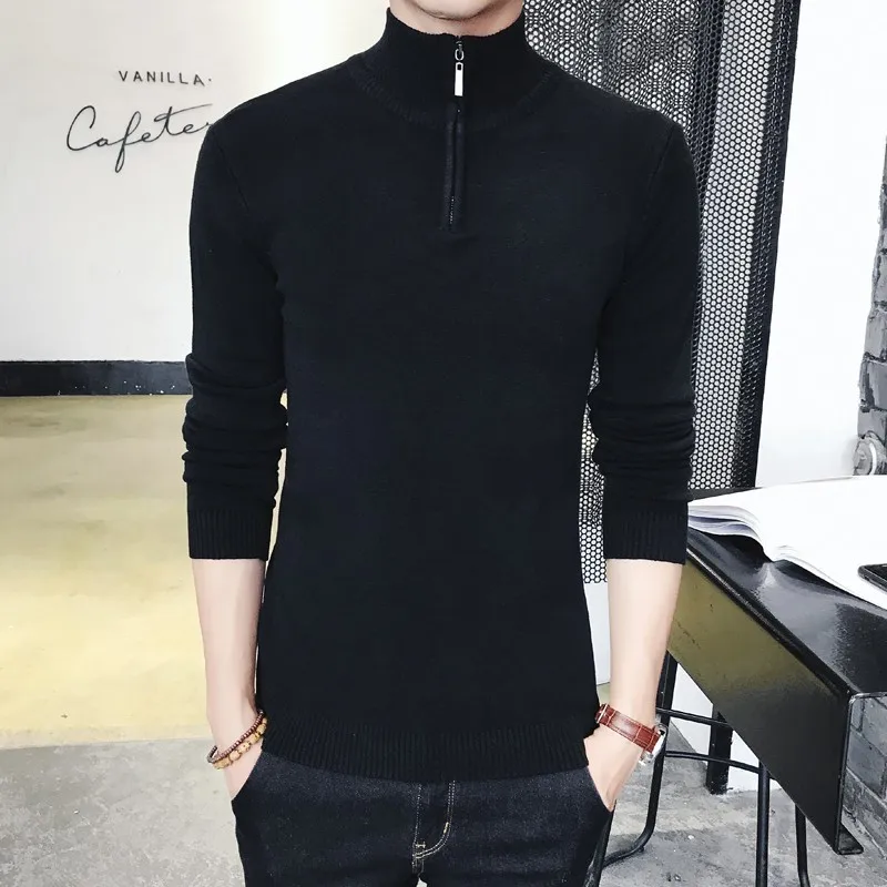 2019 New Men's Zipper Turtleneck Sweaters Pullover Autumn Male Slim Fit High Neck Pullovers Black Gray Men Knitted Sweater 2XL
2019 New Men's Zipper Turtleneck Sweaters Pullover Autumn Male Slim Fit High Neck Pullovers Black Gray Men Knitted Sweater 2XL
