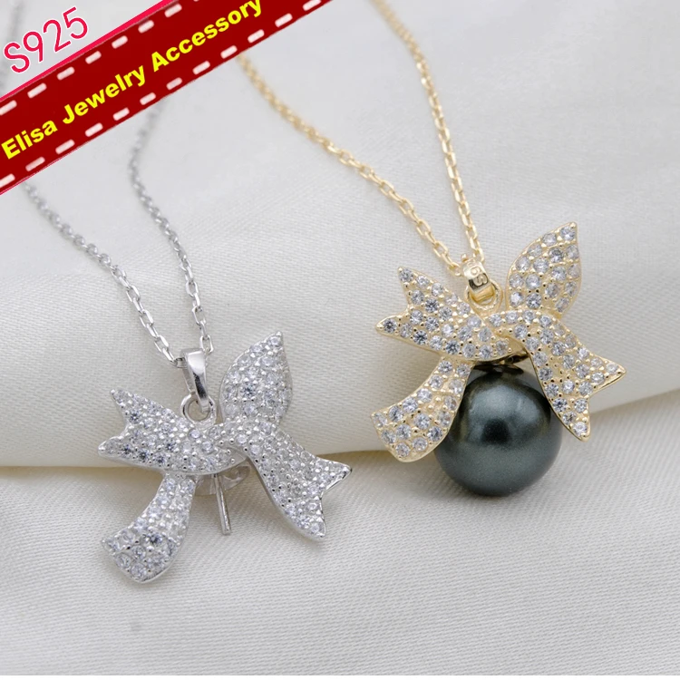 Luxury Bowknot Pendant Chain Holder S925 Sterling Silver Pearl Pendant Choker Findings Silver&Gold Color 2Pieces/Lot
Luxury Bowknot Pendant Chain Holder S925 Sterling Silver Pearl Pendant Choker Findings Silver&Gold Color 2Pieces/Lot