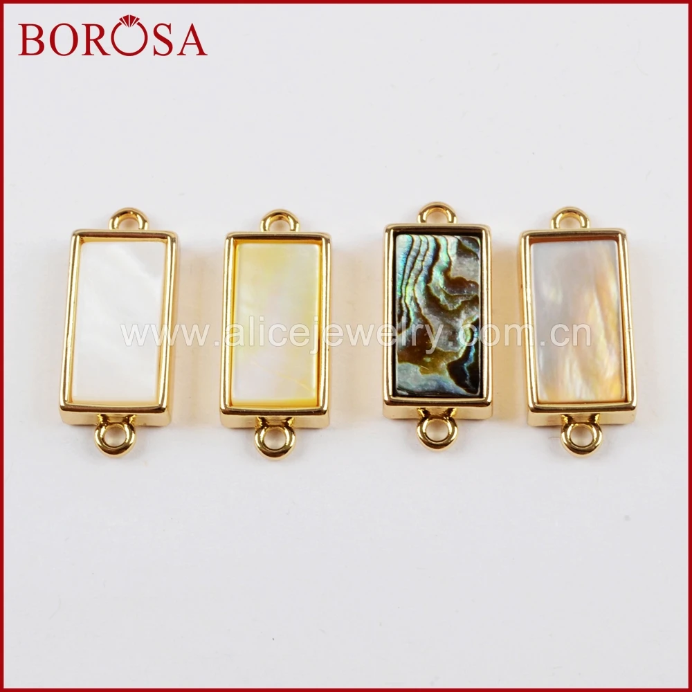 BOROSA 20PCS Rectangle Natural Shell Bezel Gold Plated Connectors Wholesale Abalone Shell Double Charms Simple Design WX1002
BOROSA 20PCS Rectangle Natural Shell Bezel Gold Plated Connectors Wholesale Abalone Shell Double Charms Simple Design WX1002