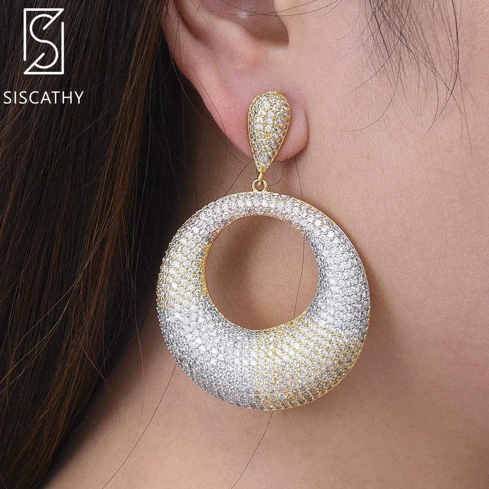 SISCATHY Deluxe Geometric Round Shape Wedding Engagement Drop Dangle Earrings AAA Cubic Zirconia Earrings For Women
SISCATHY Deluxe Geometric Round Shape Wedding Engagement Drop Dangle Earrings AAA Cubic Zirconia Earrings For Women