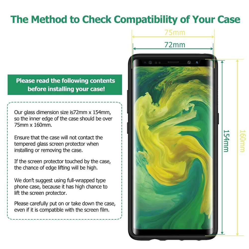 3D изогнутое HD прозрачное закаленное стекло с полным клеем для Samsung Galaxy S8 S9 Plus Note 8