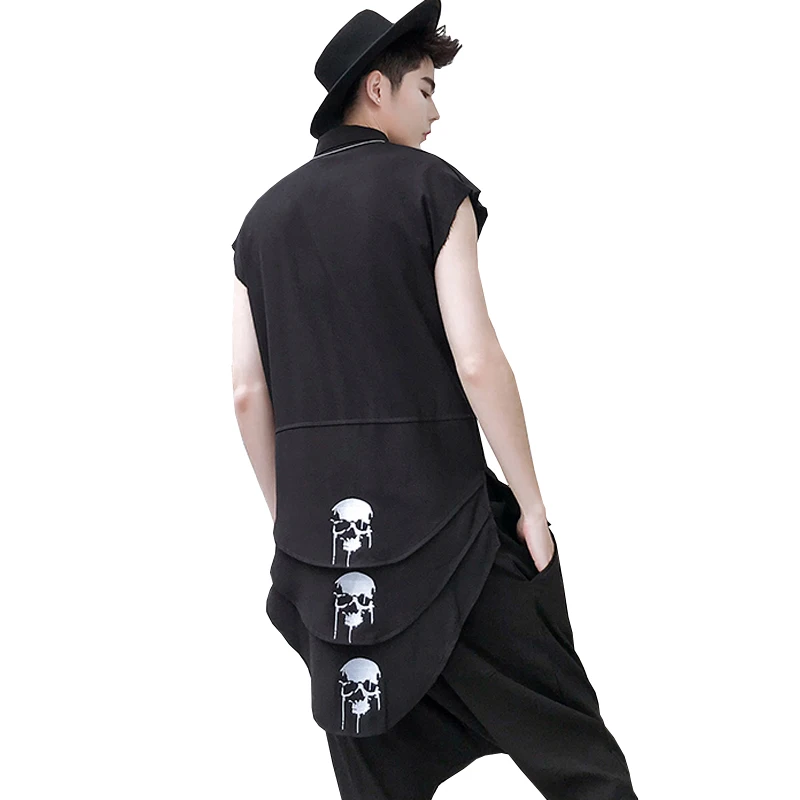 2018 M-XL! Summer dark black character skull embroidery men sleeveless shirt night club hairstylist slim shirt trend
2018 M-XL! Summer dark black character skull embroidery men sleeveless shirt night club hairstylist slim shirt trend