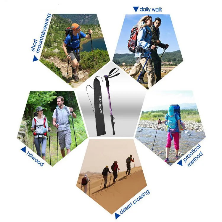 Alpenstock Adjustable Aluminum Alloy Walking Sticks Durable AntiShock Hike Trekking Cane Stick Crutch #2W | Спорт и развлечения