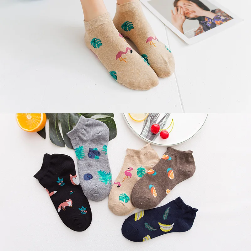 5 пар/упак. новые весенне летние носки башмачки на весну и лето Носки с рисунком из