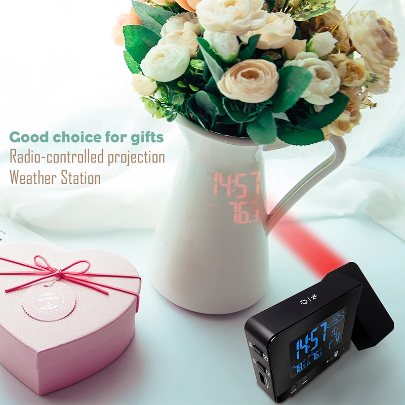 EU Plug Optional 433MHz Phone Charging Digital Projection Alarm Clock Weather Station
EU Plug Optional 433MHz Phone Charging Digital Projection Alarm Clock Weather Station