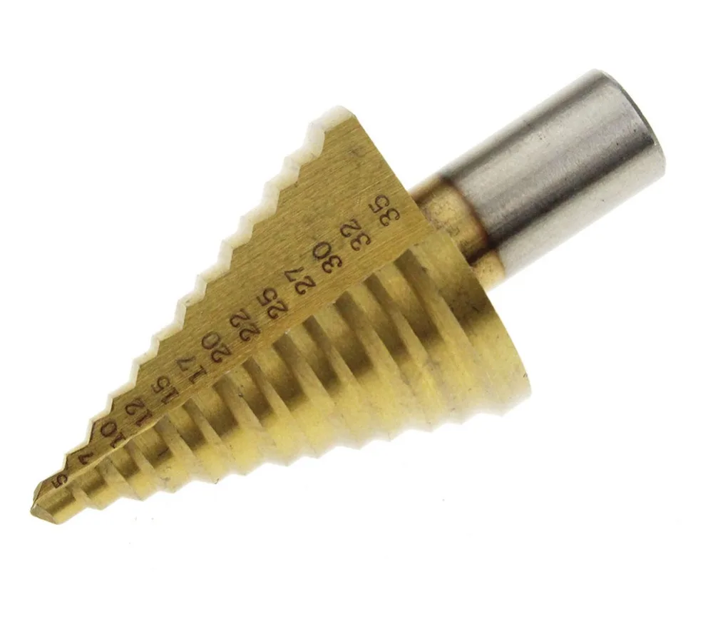 13 Step Cone Drill Bits Hole Cutter Bit Set 5-35 mm Fluted Edges HSS Step Drill Bit Reamer Triangle Shank Wood Metal Drilling
13 Step Cone Drill Bits Hole Cutter Bit Set 5-35 mm Fluted Edges HSS Step Drill Bit Reamer Triangle Shank Wood Metal Drilling